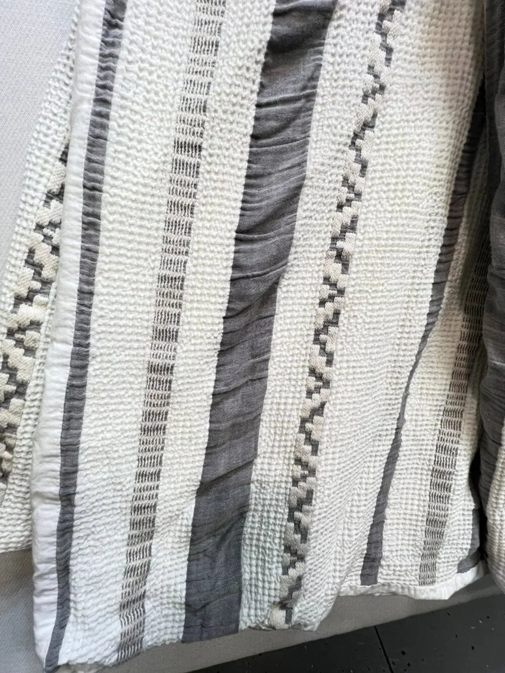 Bedsure Stripe White GentleSoft Cotton Boho Waffle Weave Duvet Cover Zipper